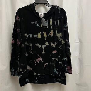 Women's Black/Multi Tie-Dye High-Low Hoodie